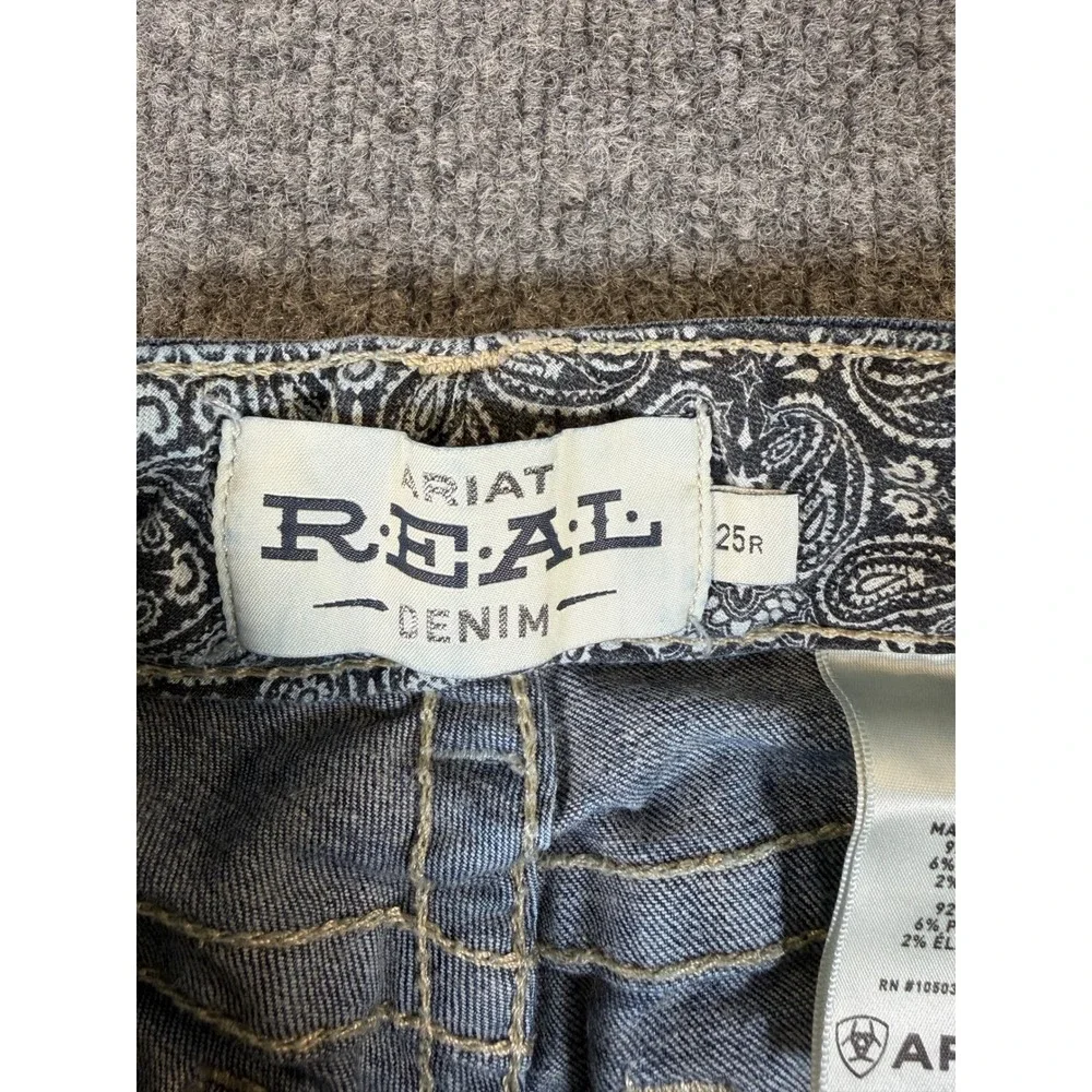 Ariat REAL Denim Womens 25R Embroidered Rhinestone Bootcut Jeans #3222