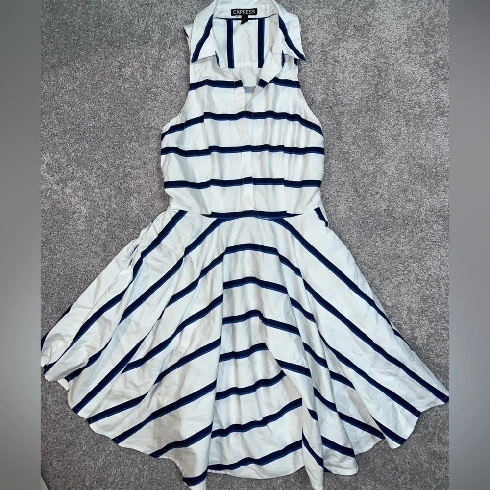 Express fit and flare sleeveless collared dress