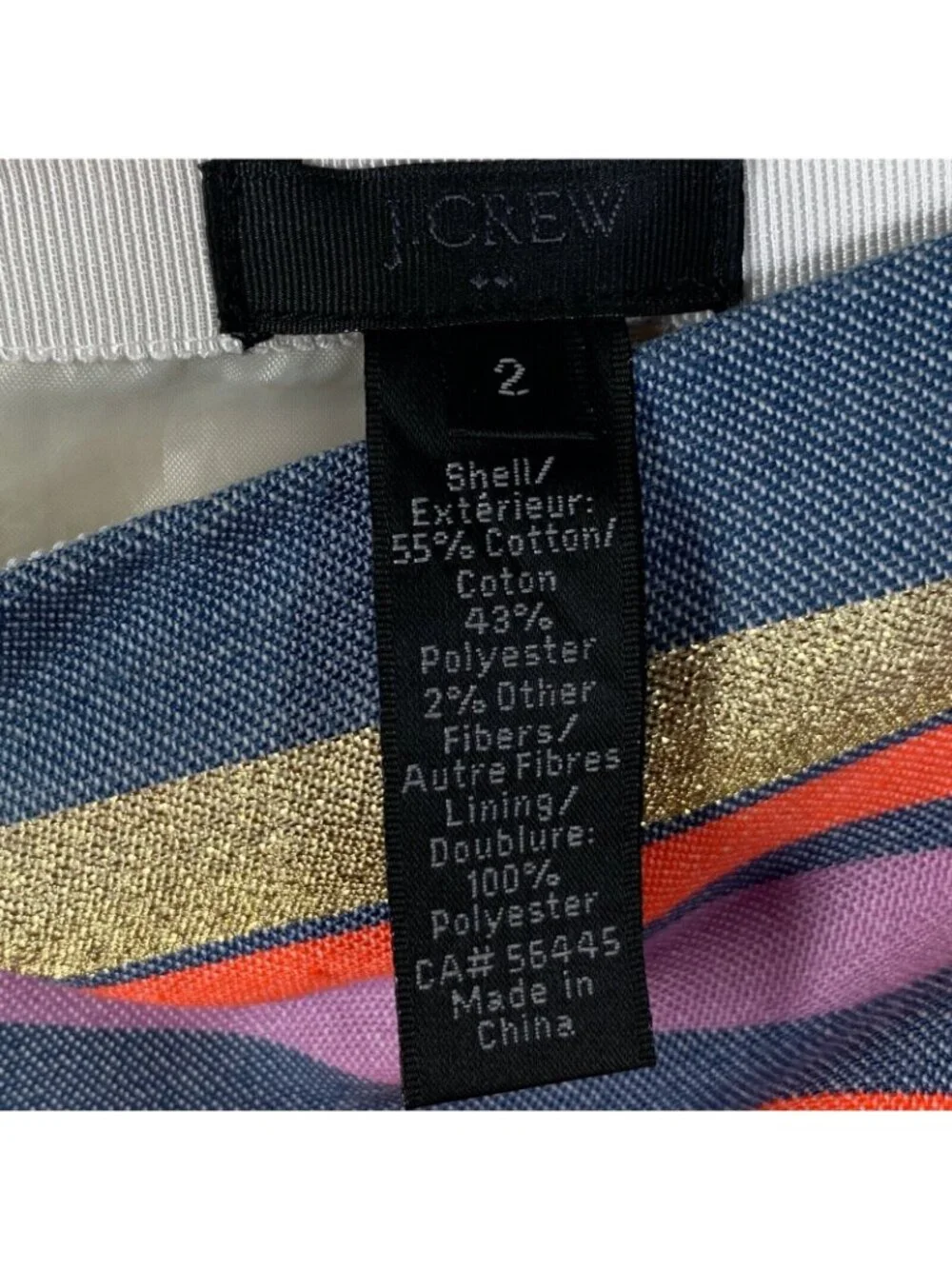 J Crew Metallic Striped Mini Skirt Womens 2 Multicolor Holiday Party