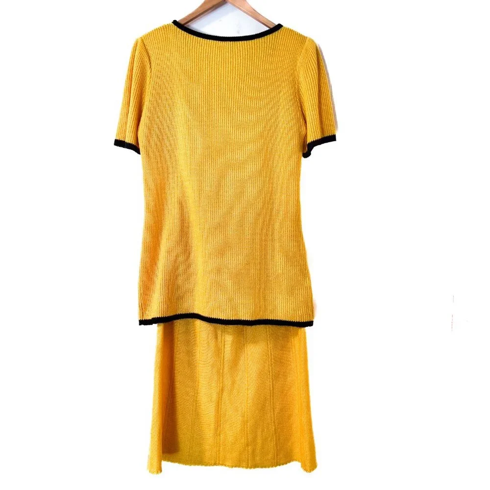 Vintage 60s Ami Yellow Black Knit Skirt Set