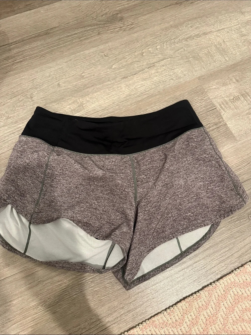 lululemon athletica Heathered Plum Running Shorts with Black Waistband