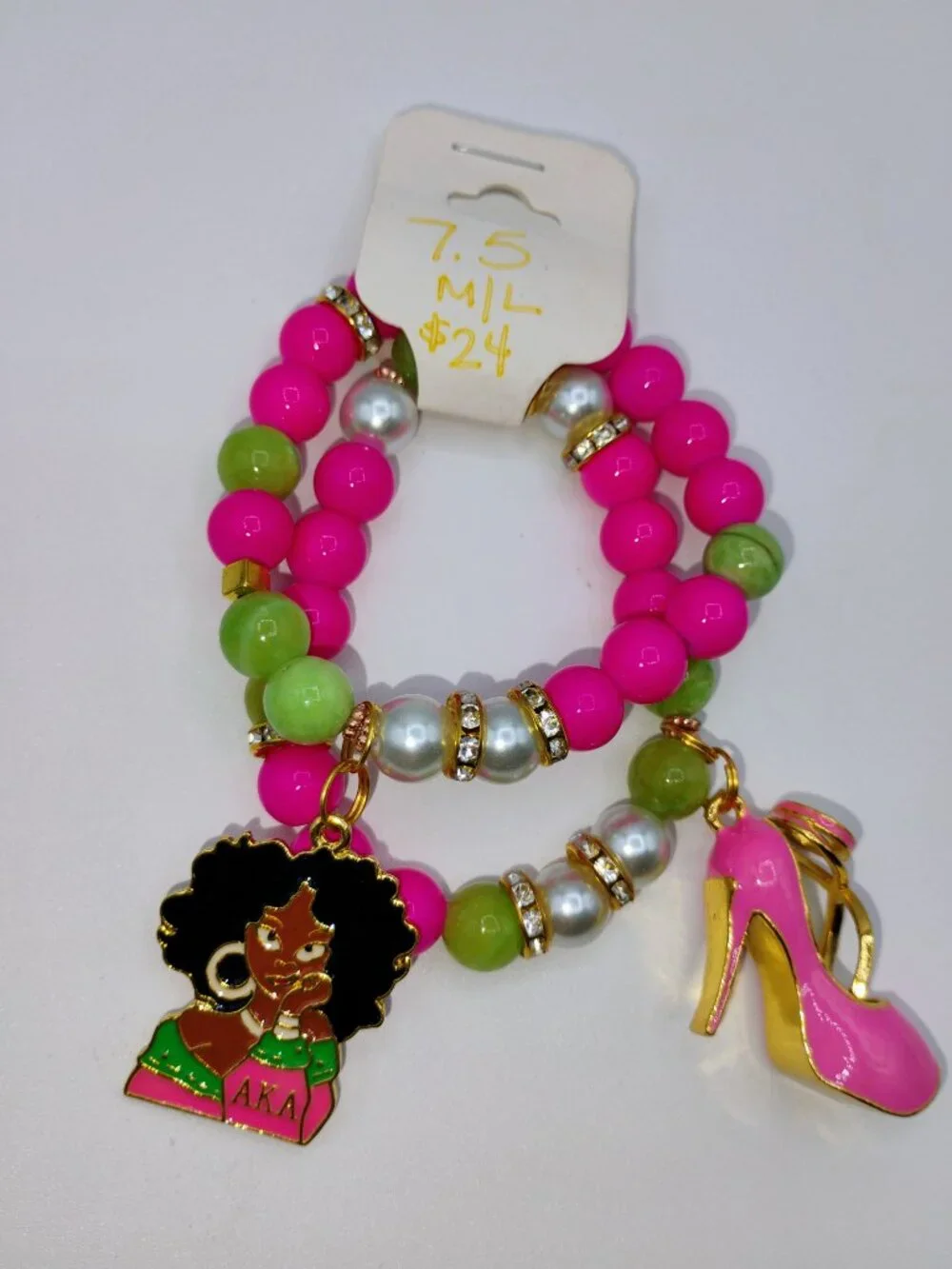 AKA charm bracelet set - 2 pieces size 7.5 inches