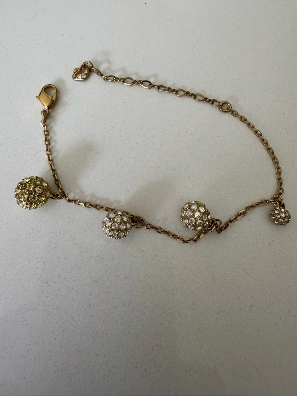 Swarovski Gold Plated Bracelet with Crystal Pavé Sphere Charms