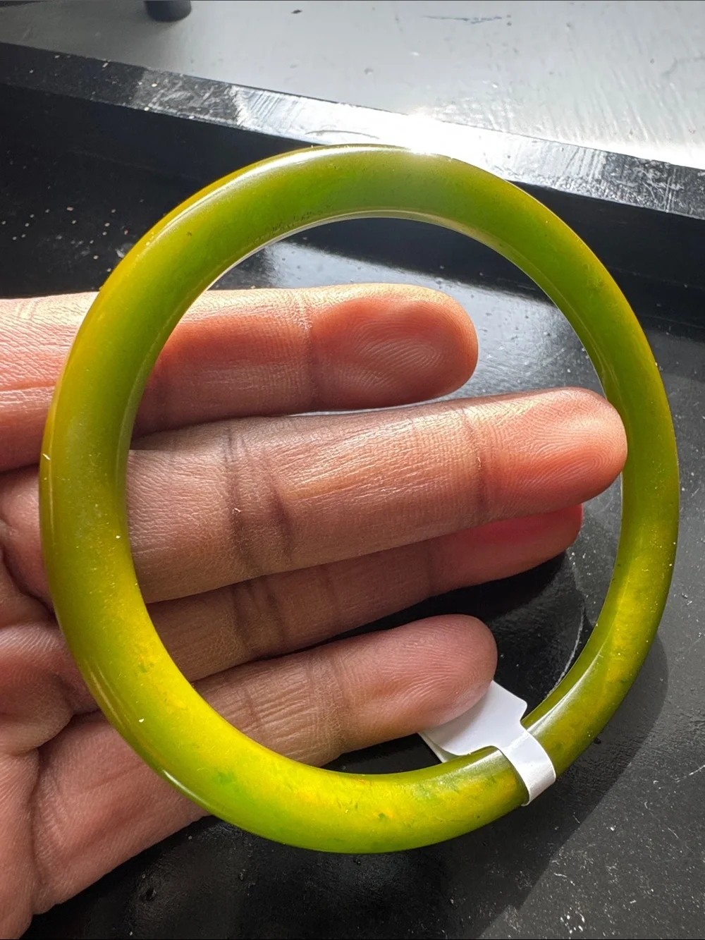 Avocado Green Bakelite Bangle Bracelet