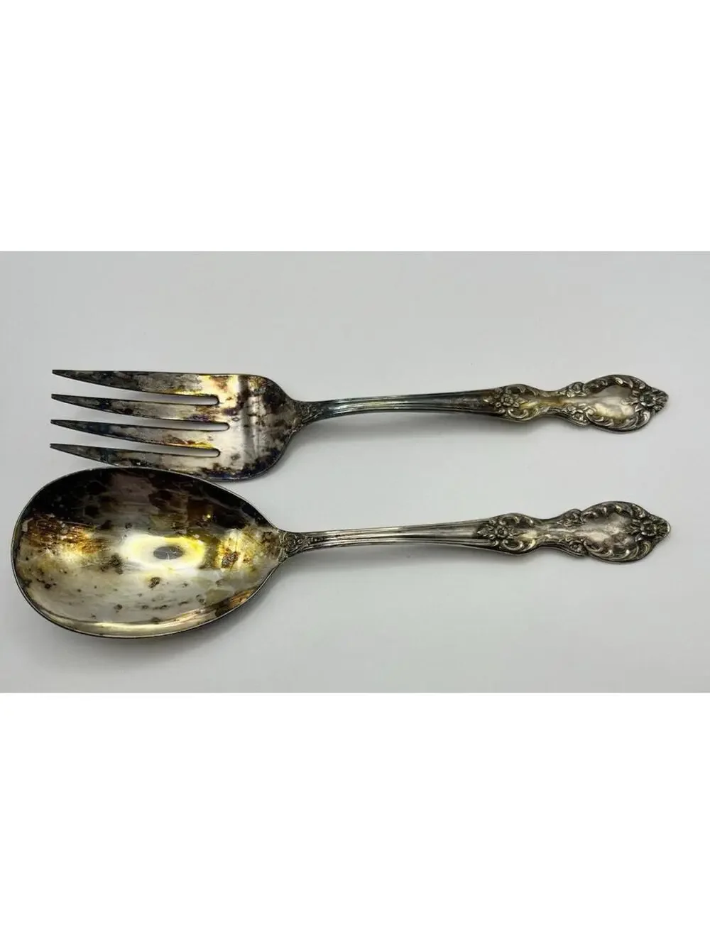 Vintage WM Rogers Grand Elegance Silver Plate Serving Fork and Spoon Extra Plate