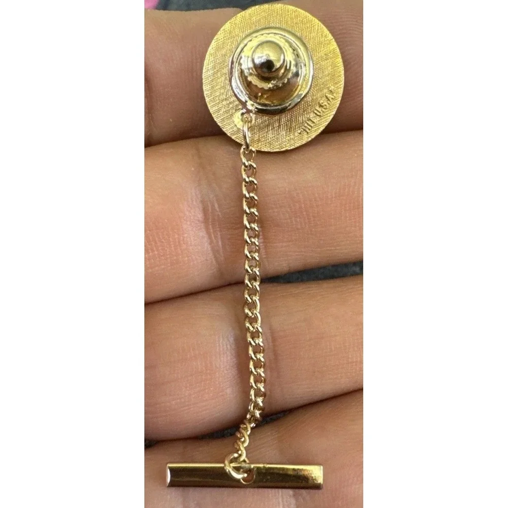 VTG ENAMEL Shield Police Dept Of Nassau 50yrs‎ Of Service Award Tie Chain Pin 2