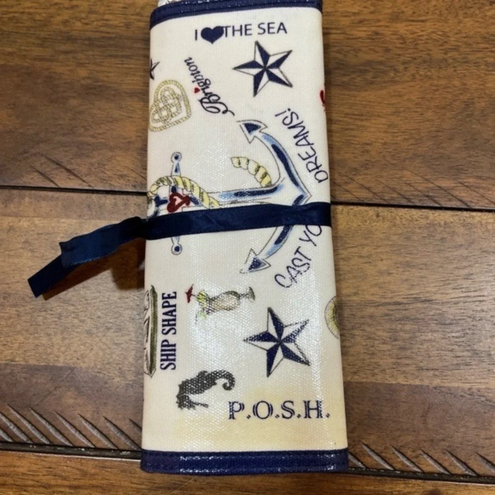 Brighton Jewelry Roll Seaside Chic Mermaids Anchors Aweigh Set Sail Travel 8x9