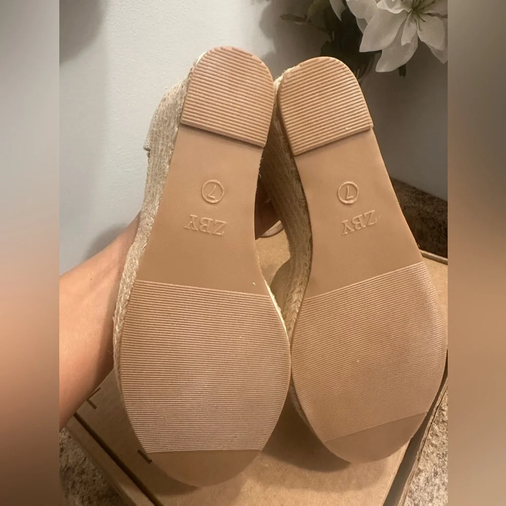 Women’s Beige Espadrille Wedge Sandals with Ankle Strap