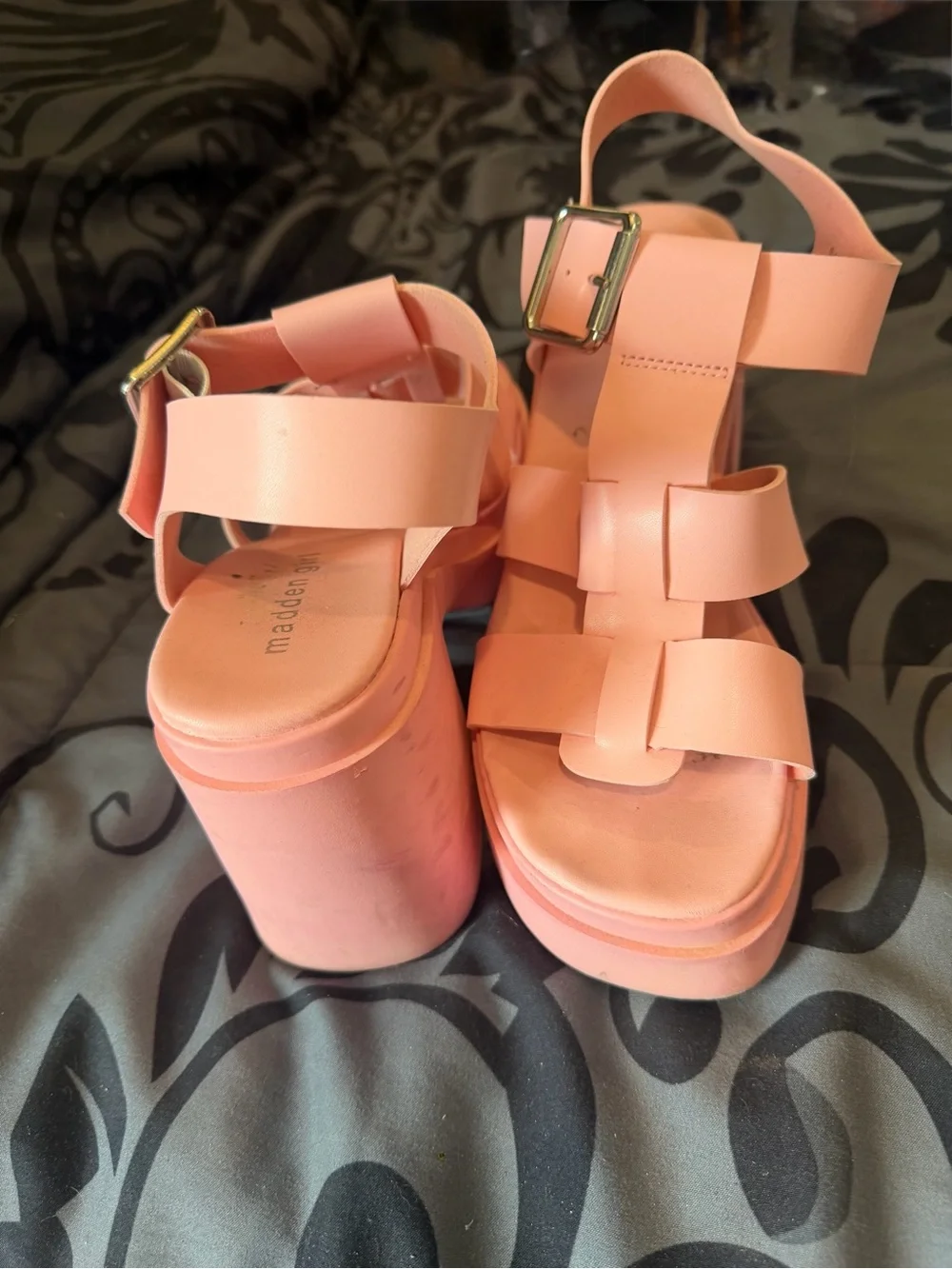 Madden Girl Peach Pink Platform Buckle Sandals