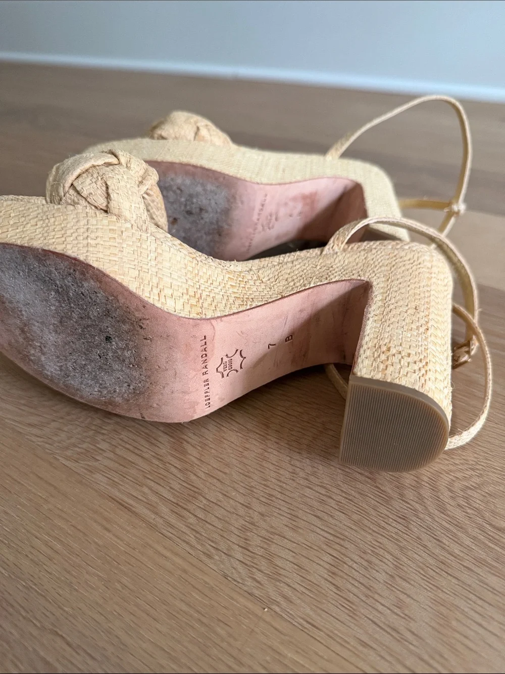 Loeffler Randall Braided Raffia Platform Slingback in Natural Tan