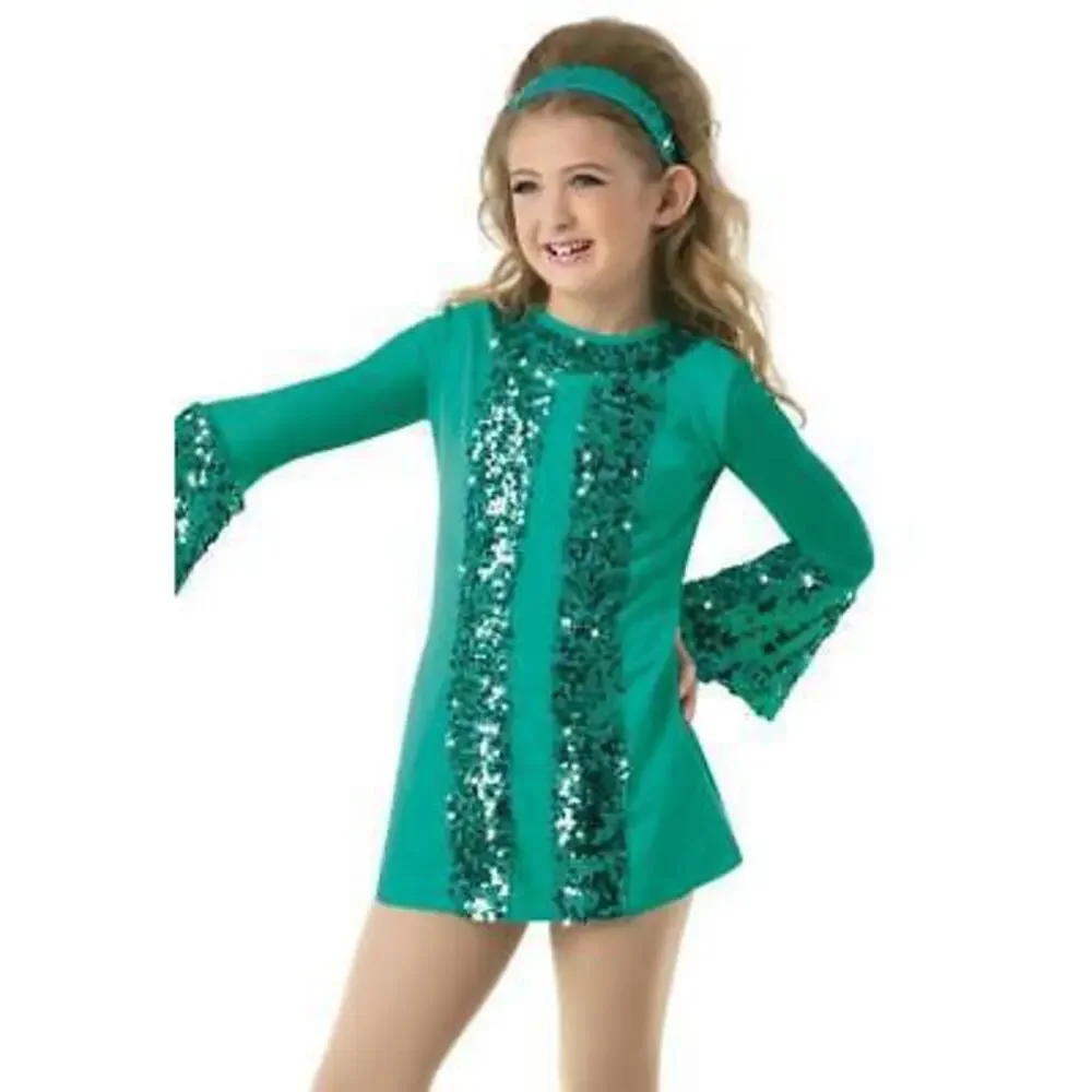 Pre-Owned Dance Costume Weissman 10300 Intermediate Child Purple Bell Sleeves J