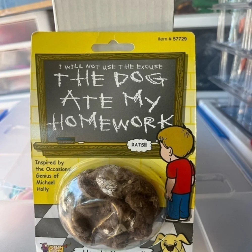 DOG ATE MY HOMEWORK POOP Fake Joke Prank POOP Turd Teacher Gag Gift New