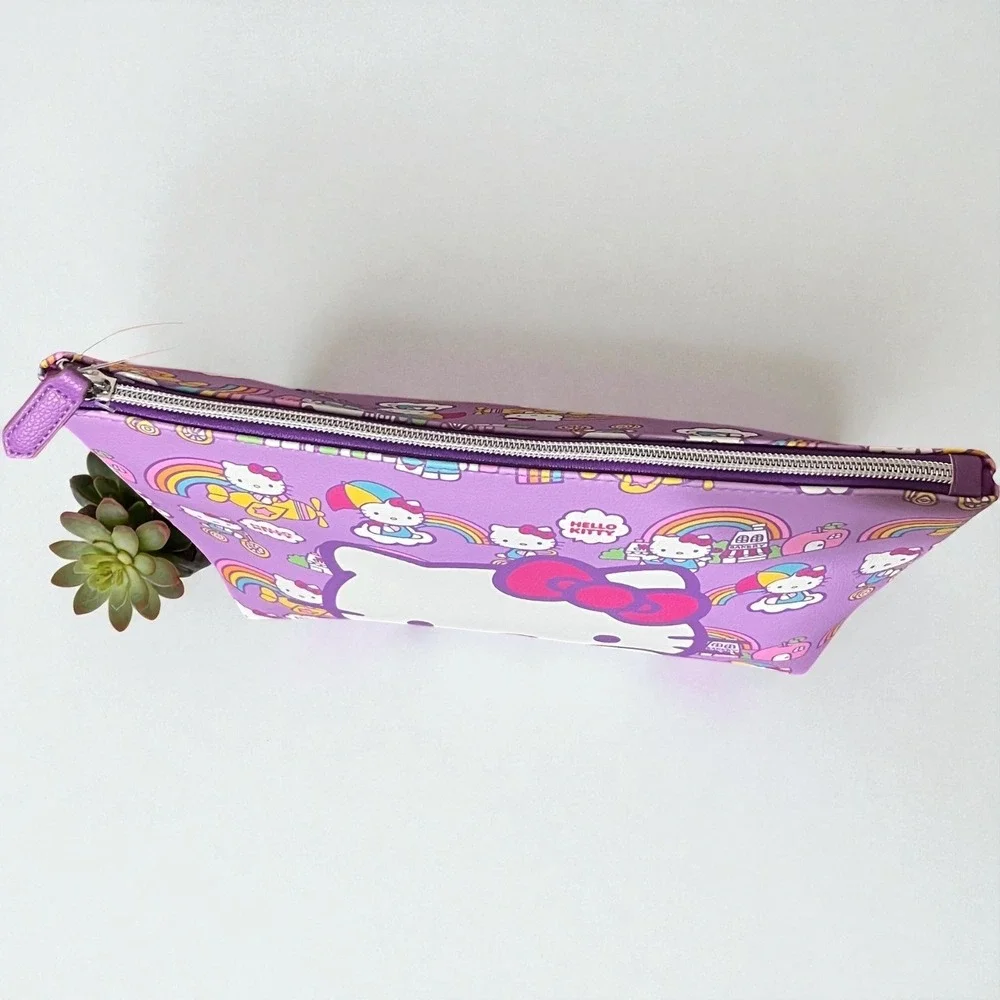 Hello Kitty Purple Lavender Cosmetic Bag‎ Pouch Rainbow Dream Zipper Closure