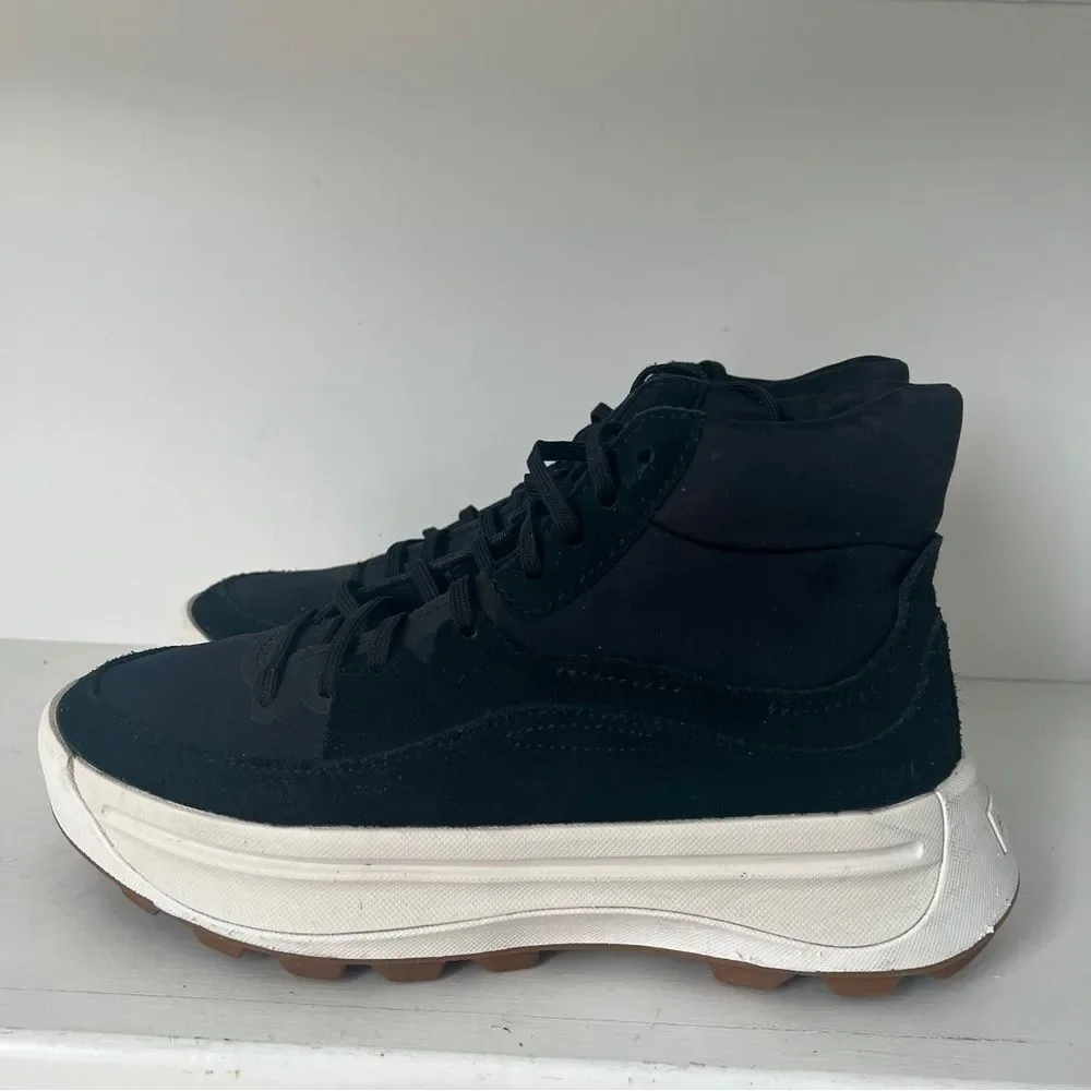 Sorel Women's ONA 503 Lace Up Mid Sneaker Shoe - Jet Black  Size 7.5