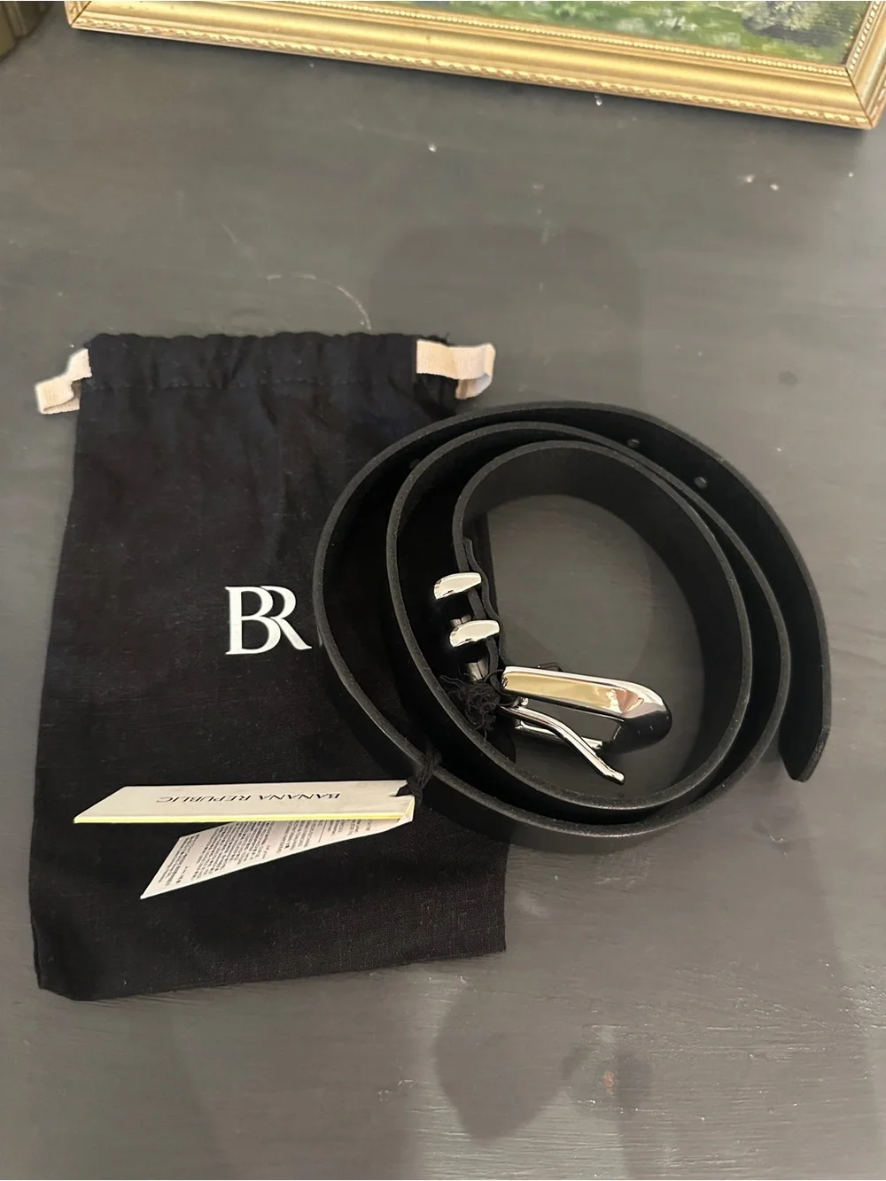 NEW Banana Republic Women’s S Angolo Leather Belt Black with Silver Buckle
