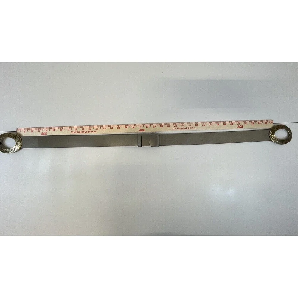 Chico's‎ Belt Antique Gold Hammered Double Ring Closure Taupe/Grey Adjustable