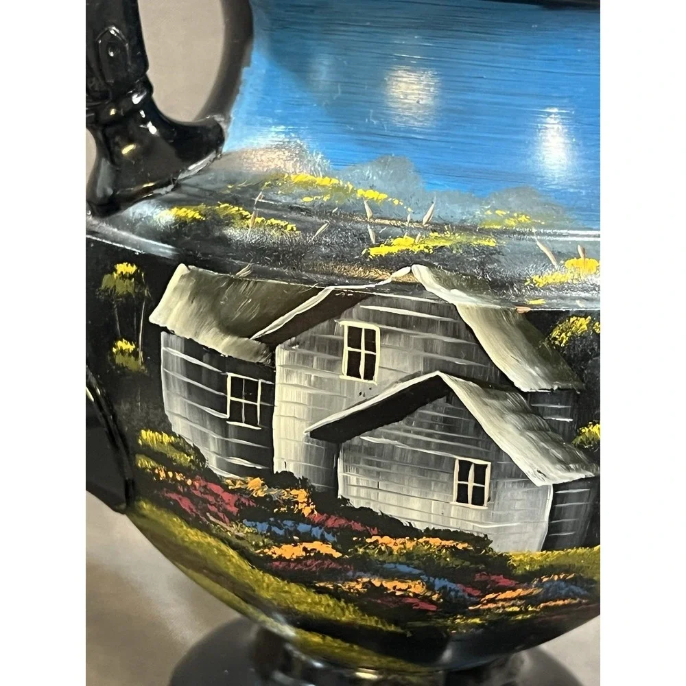VTG SAMOVAR POT BEAUTIFUL SCENE ‎ DECOR NO PLUG (2519)