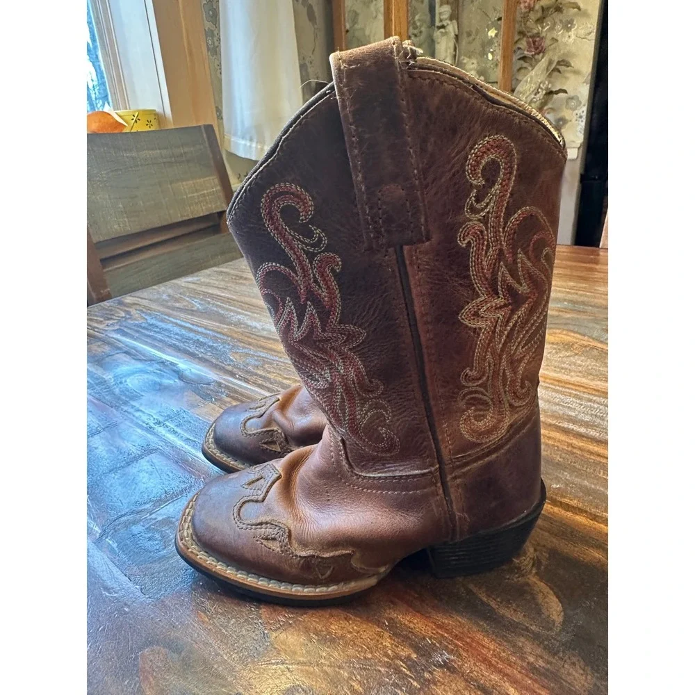 Smoky Mountain Boots Kids Brown Leather Cowboy Boots 3446C Size 10D‎ Square Toe