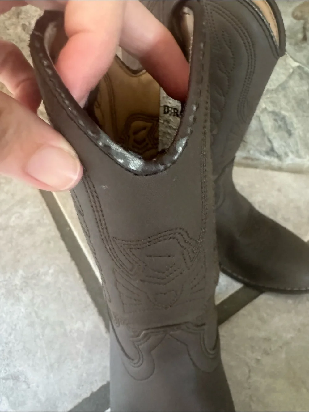 ⁠Durango Kids Distressed Brown Leather Western Cowboy Boots Size 13D