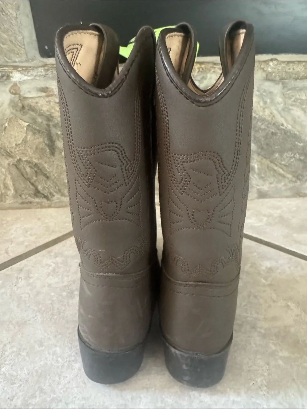 ⁠Durango Kids Distressed Brown Leather Western Cowboy Boots Size 13D
