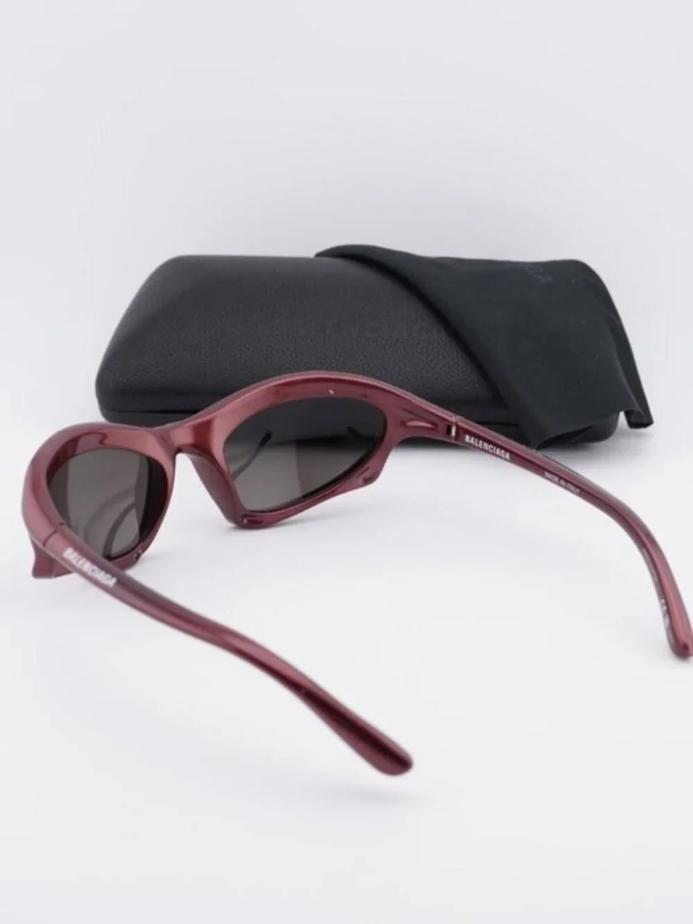 Balenciaga BB0229S 005 Unisex Oval Sunglasses - Bordeaux / Grey