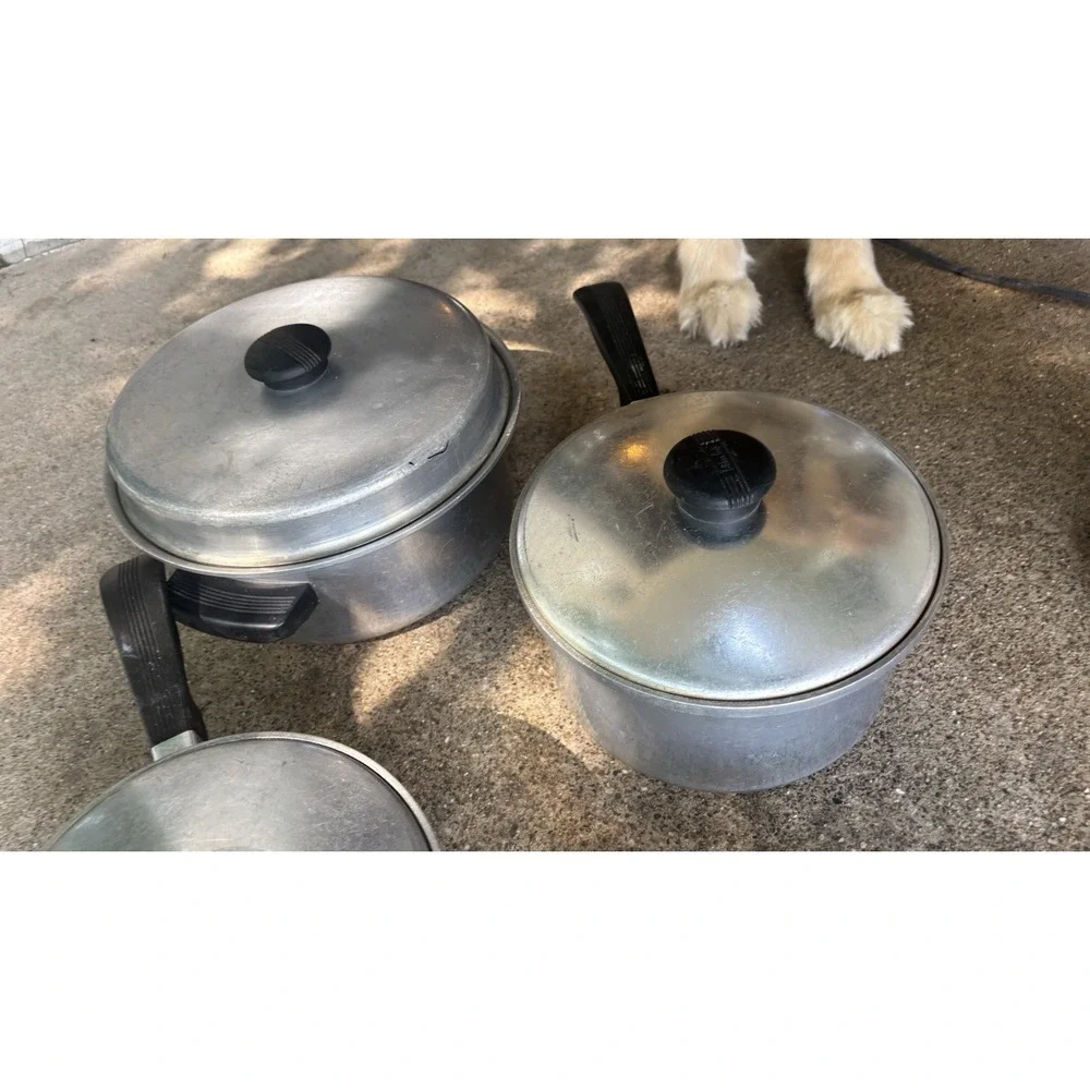 VTG Kitchen Craft Aluminum Cookware Lot Of 12 Including Lids Double Broiler Pots