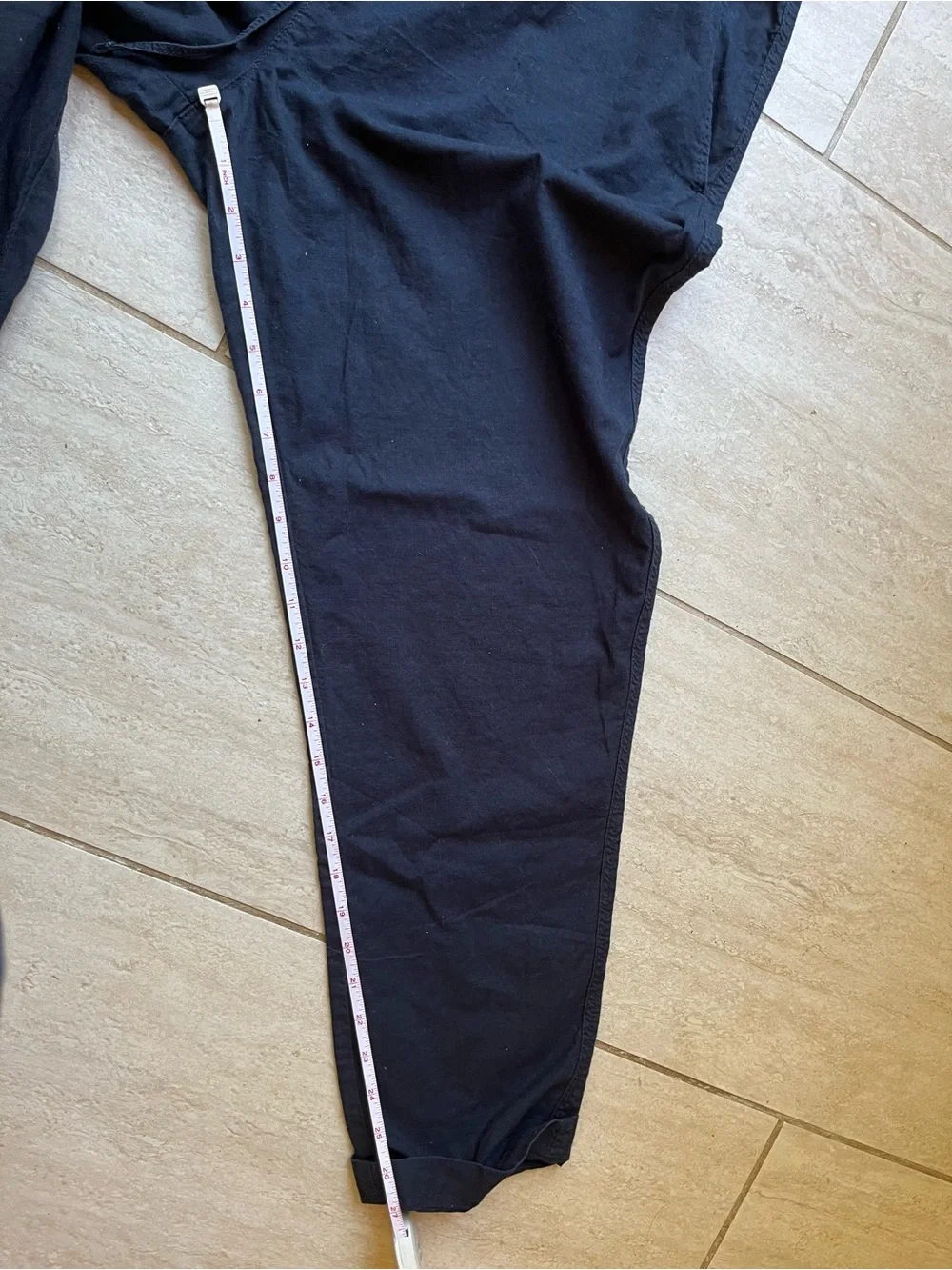 H&M Linen Cotton Jogger Pants Soft Black Drawstring Tapered Lightweight L