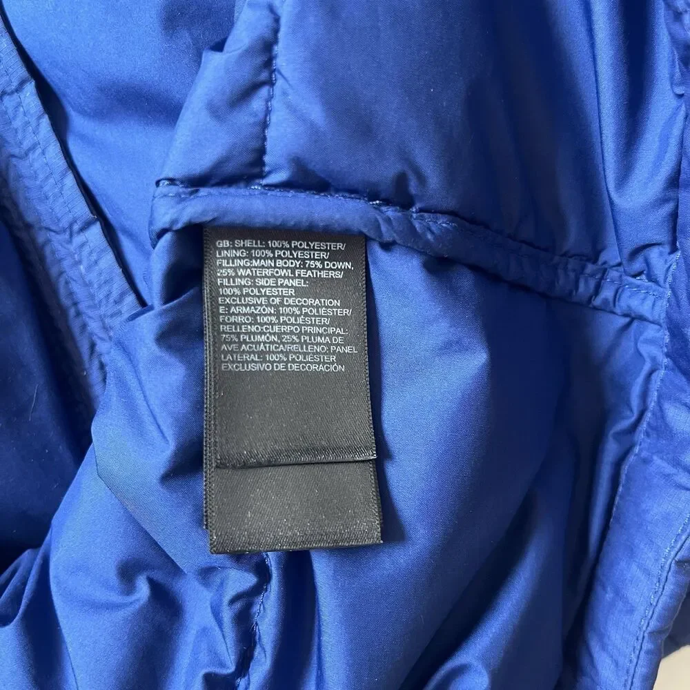The North Face 550 Down Puffer Vest Mens Size XL Blue Full Zip Pockets Logo