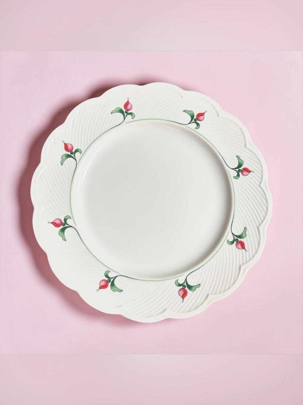 Vintage Dansk Rosebud 14.25” Serving Platter Chop Plate Pink Rose Porcelain