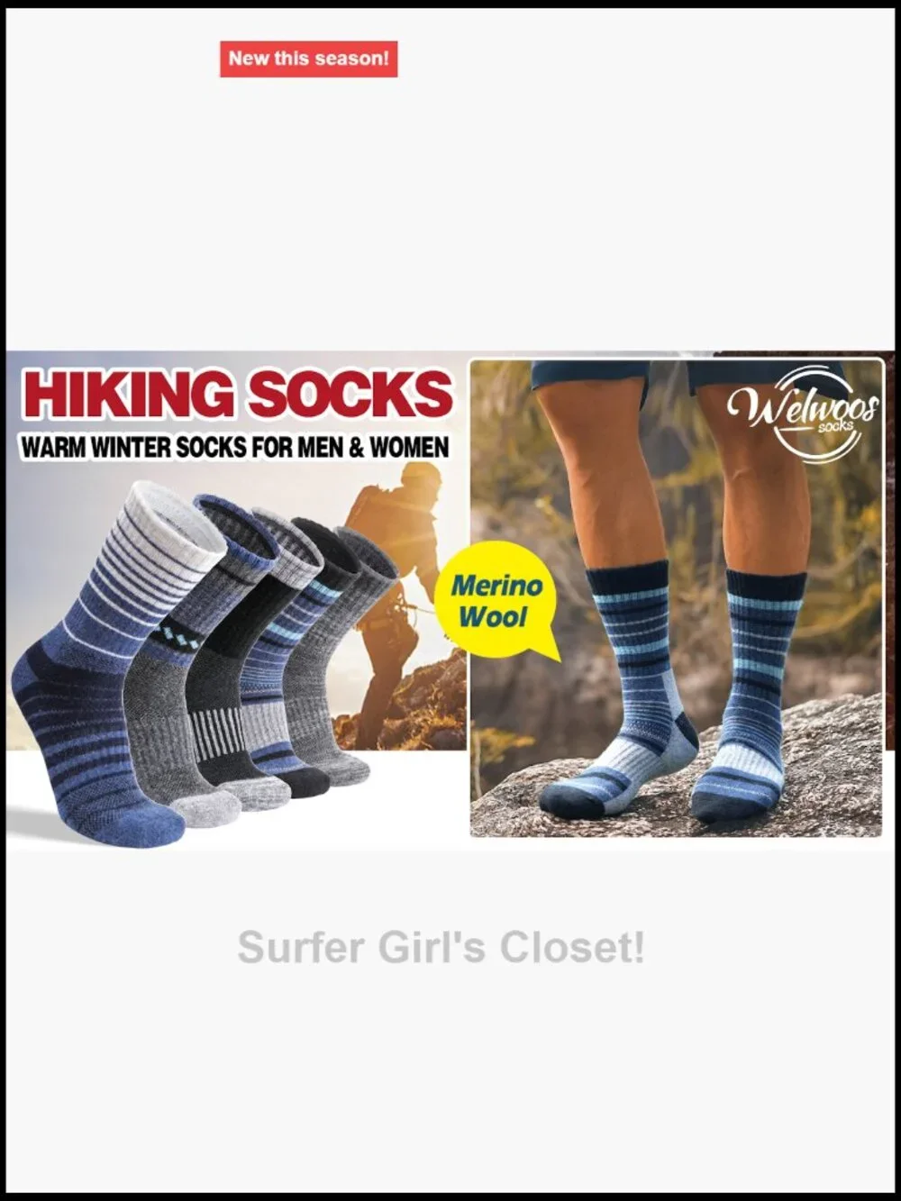 5 Pairs Merino Wool Hiking Socks Thermal Winter Cushion Outdoor Socks Unisex