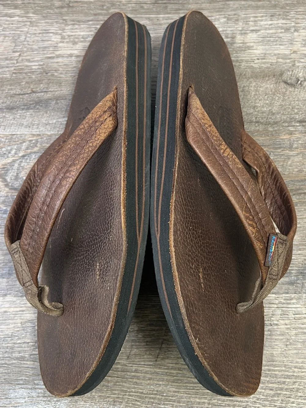 Rainbow “The Original” Brown Leather Flip Flop Sandals Men’s 10.5-11 Estimated