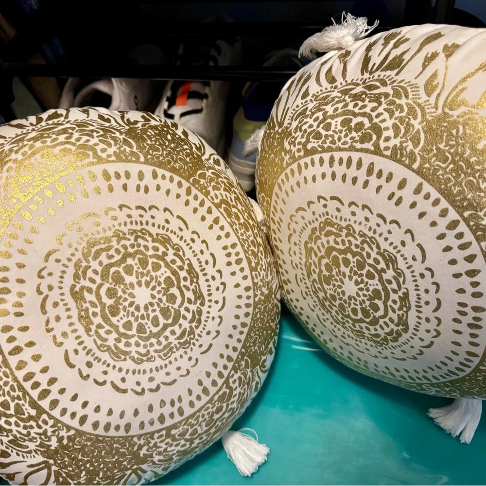 Lilly Pulitzer Gold and White Accent Pillows (Set of 2)