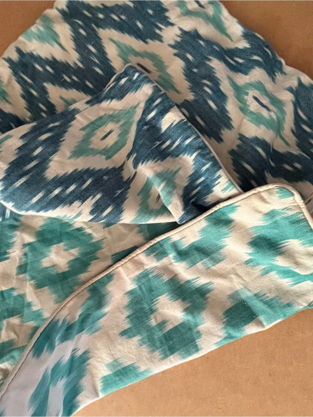 Ikat Print Pillow covers in Teal and Cream