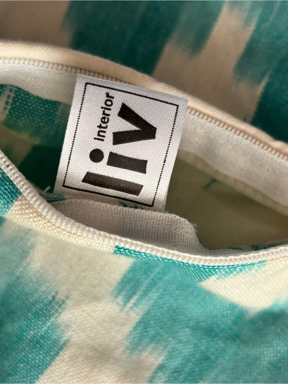 Ikat Print Pillow covers in Teal and Cream