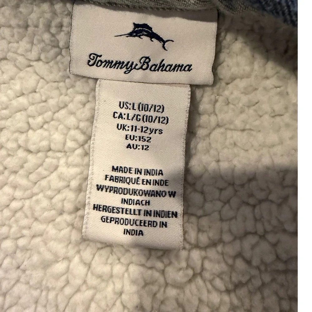Tommy Bahama Kids Boys Sherpa Lined Plaid Flannel Shirt Jacket Size L 10/12