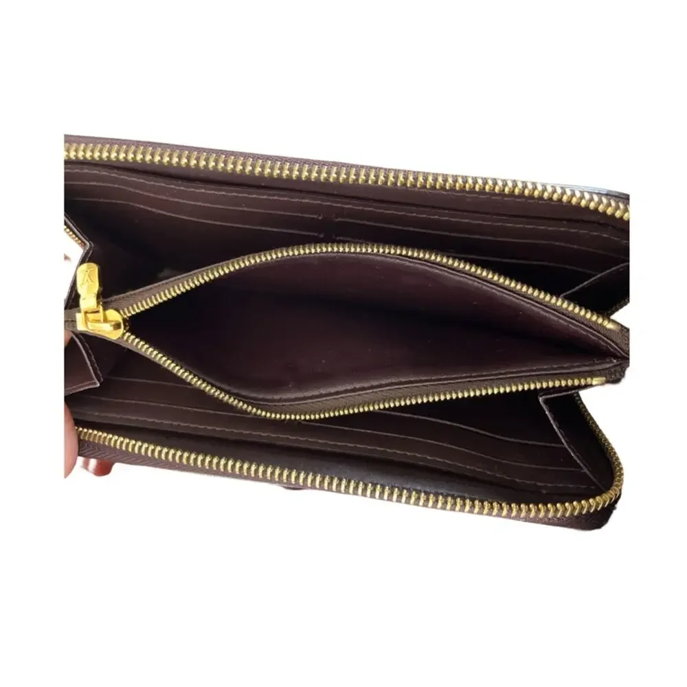 Louis Vuitton Vernis Clemence Wallet Magenta Brown Patent Leather With Dustbag