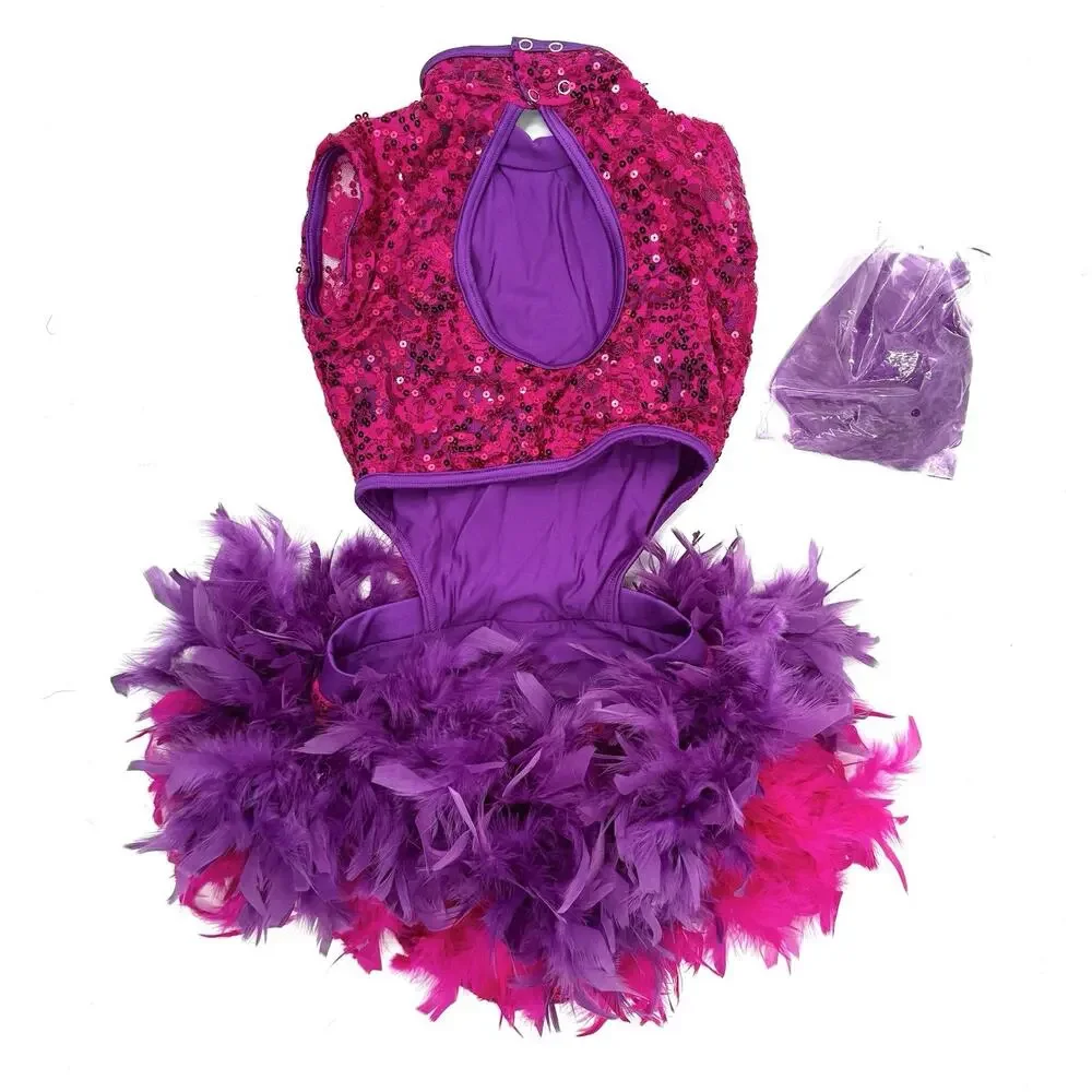 Weissman Showtime Girl Power Lipstick PinkPurple Sequin Feather Costume LC 13820