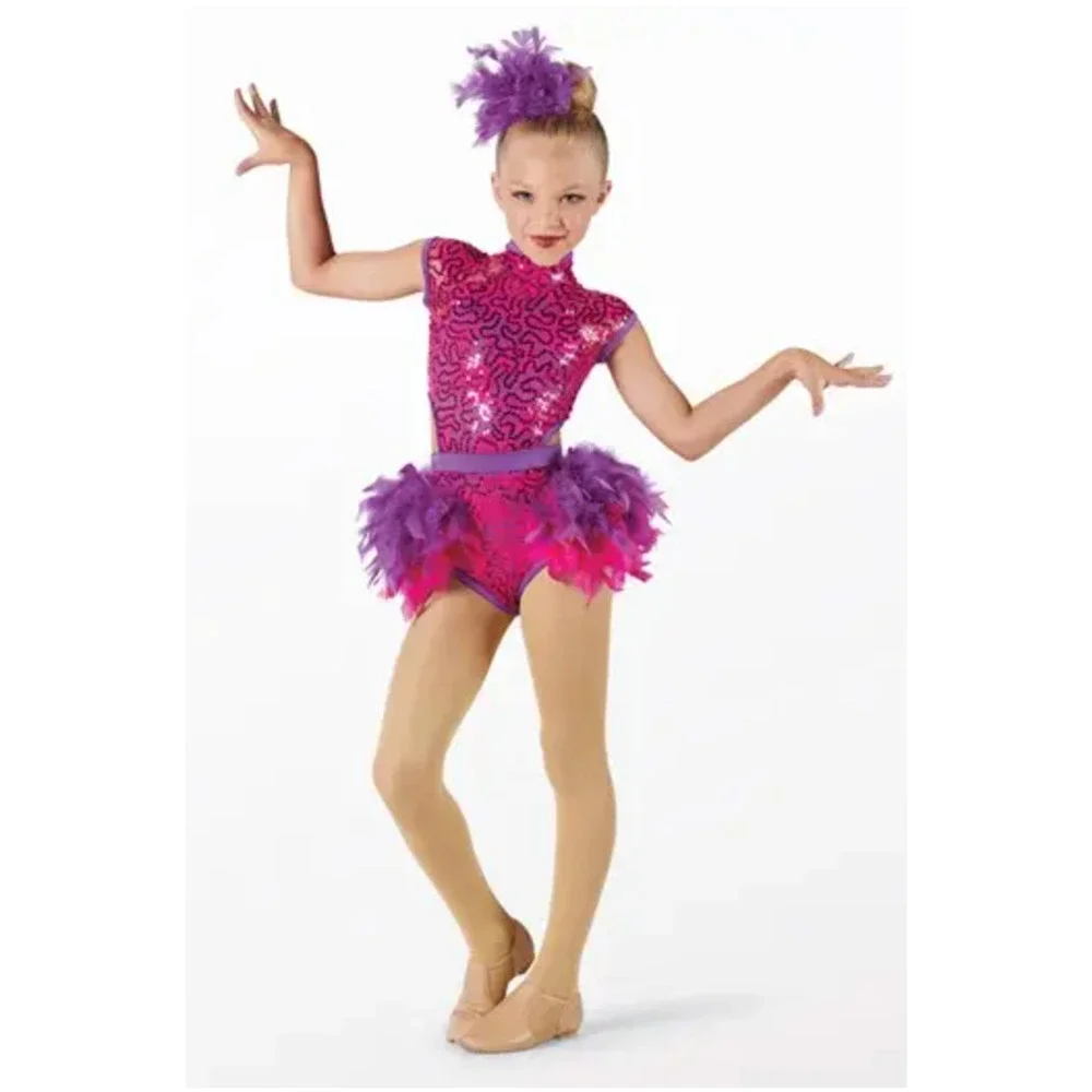 Weissman Showtime Girl Power Lipstick PinkPurple Sequin Feather Costume LC 13820