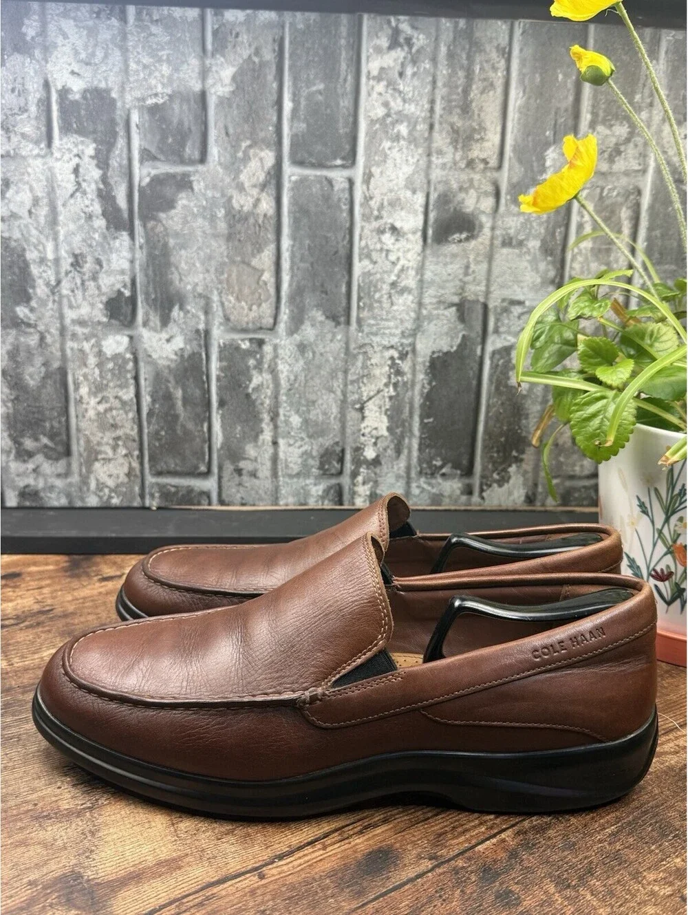 Cole Haan Grand.ØS Men's Brown Leather Slip-On Loafer Almond Toe US 12 M