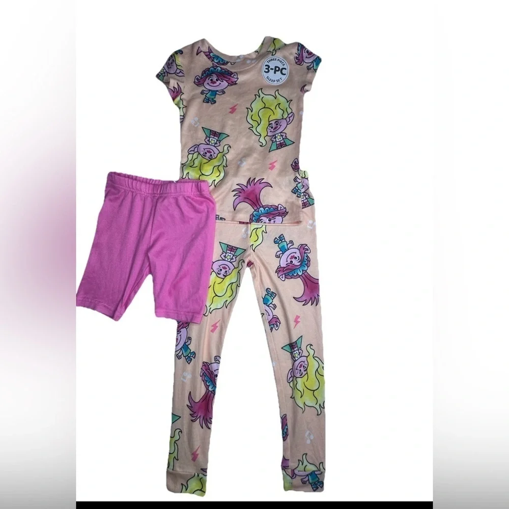 Girls Dreamworks Trolls The Movie 3 Piece Pajama Set  Sleepwear Size 4T