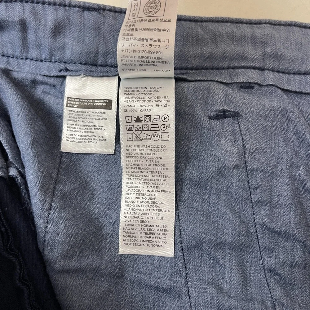 Levis Pants Mens 38x32 Navy Blue XX Chino Authentic Straight Big E Preppy Casual