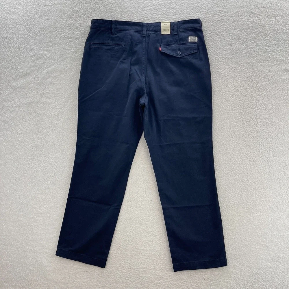 Levis Pants Mens 38x32 Navy Blue XX Chino Authentic Straight Big E Preppy Casual