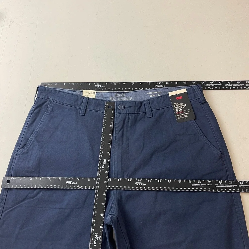 Levis Pants Mens 38x32 Navy Blue XX Chino Authentic Straight Big E Preppy Casual
