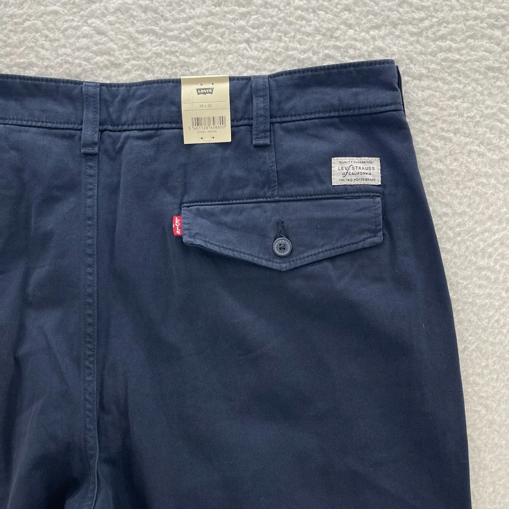 Levis Pants Mens 38x32 Navy Blue XX Chino Authentic Straight Big E Preppy Casual