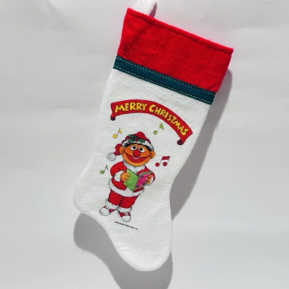 Vintage 90s Christmas Stocking‎ Jim Henson Ernie Sesame Street Felt w Loop