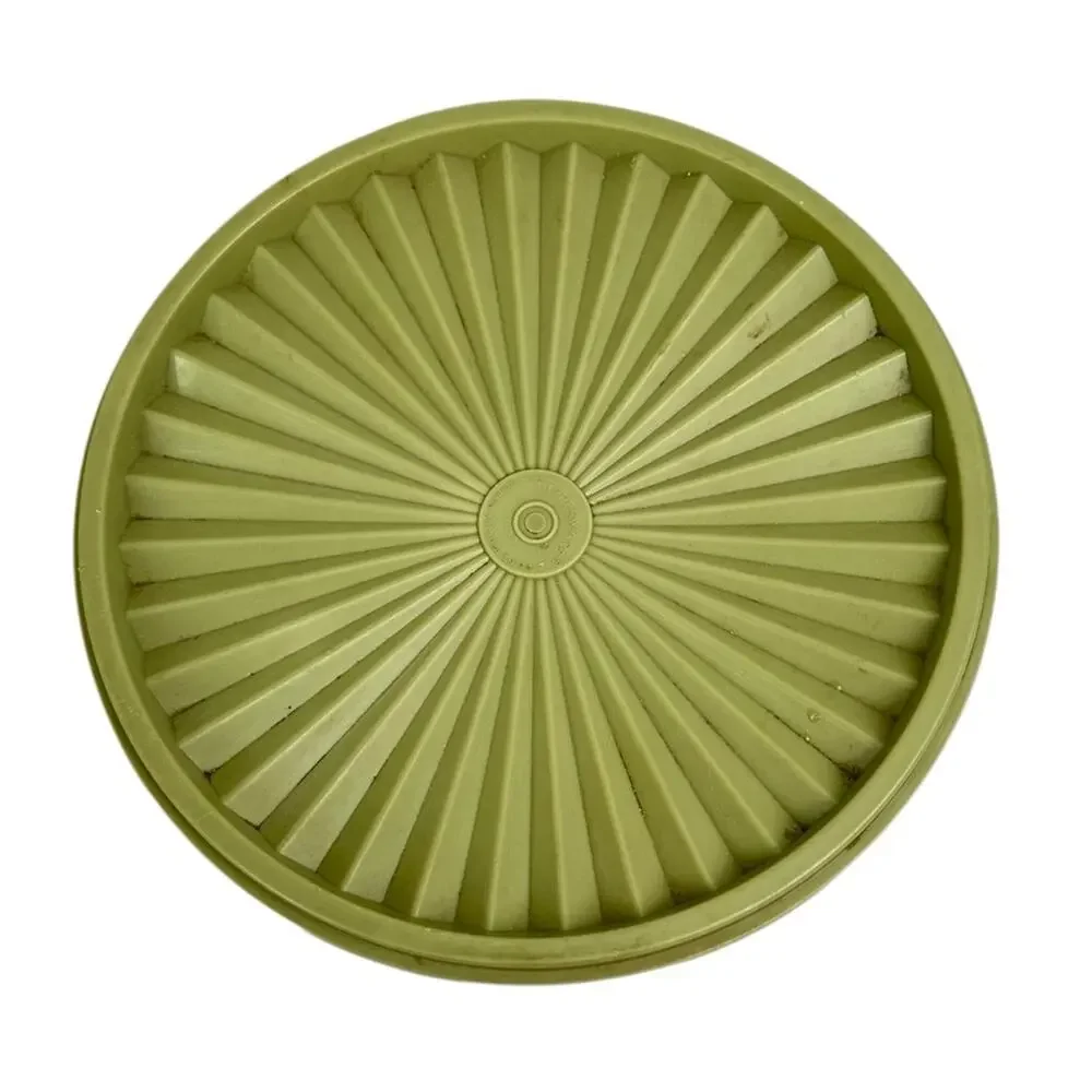 Vintage Tupperware Servalier #1204-8 Avocado Green Canister Storage Made in USA