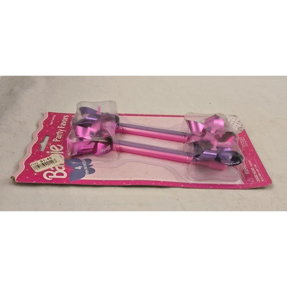 RARE Vintage 1997 Tara Toy Co Barbie Party Favors 4 pk of Pinwheels-SEALED!