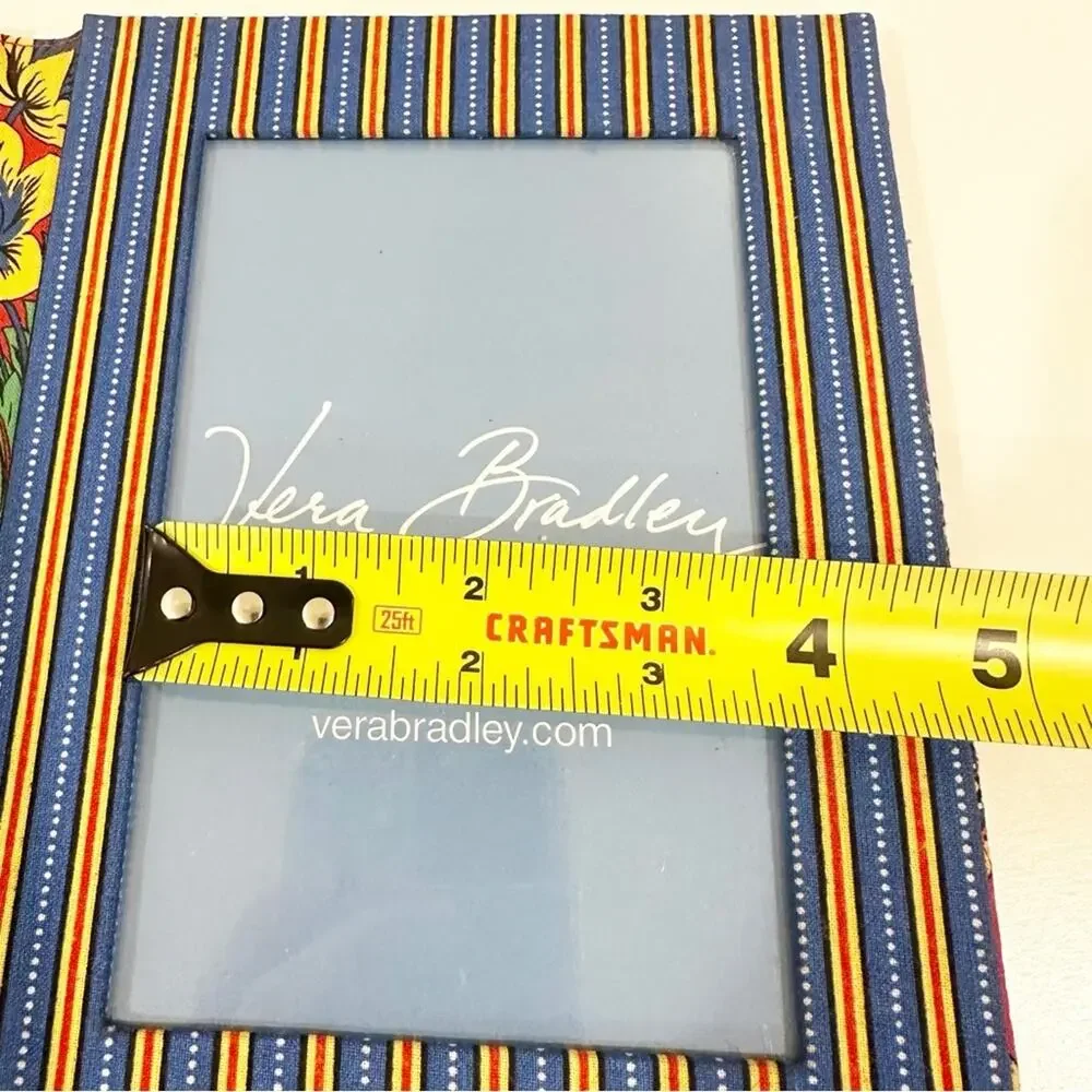Vera Bradley Vintage Floral Garden Striped Fabric Double Photo Frame 4x6