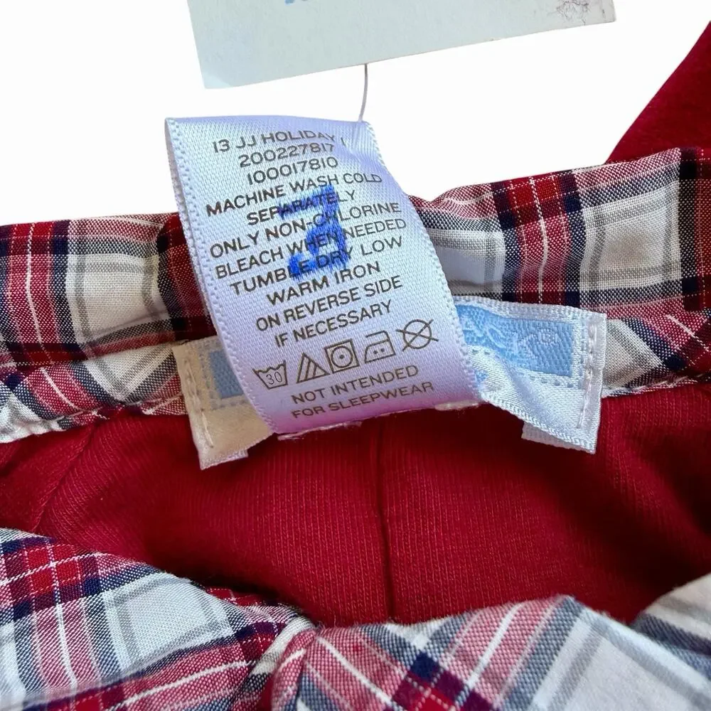 Janie and Jack Baby Boy Heirloom Red Velvet Holiday Romper Train Plaid 0-3 Month