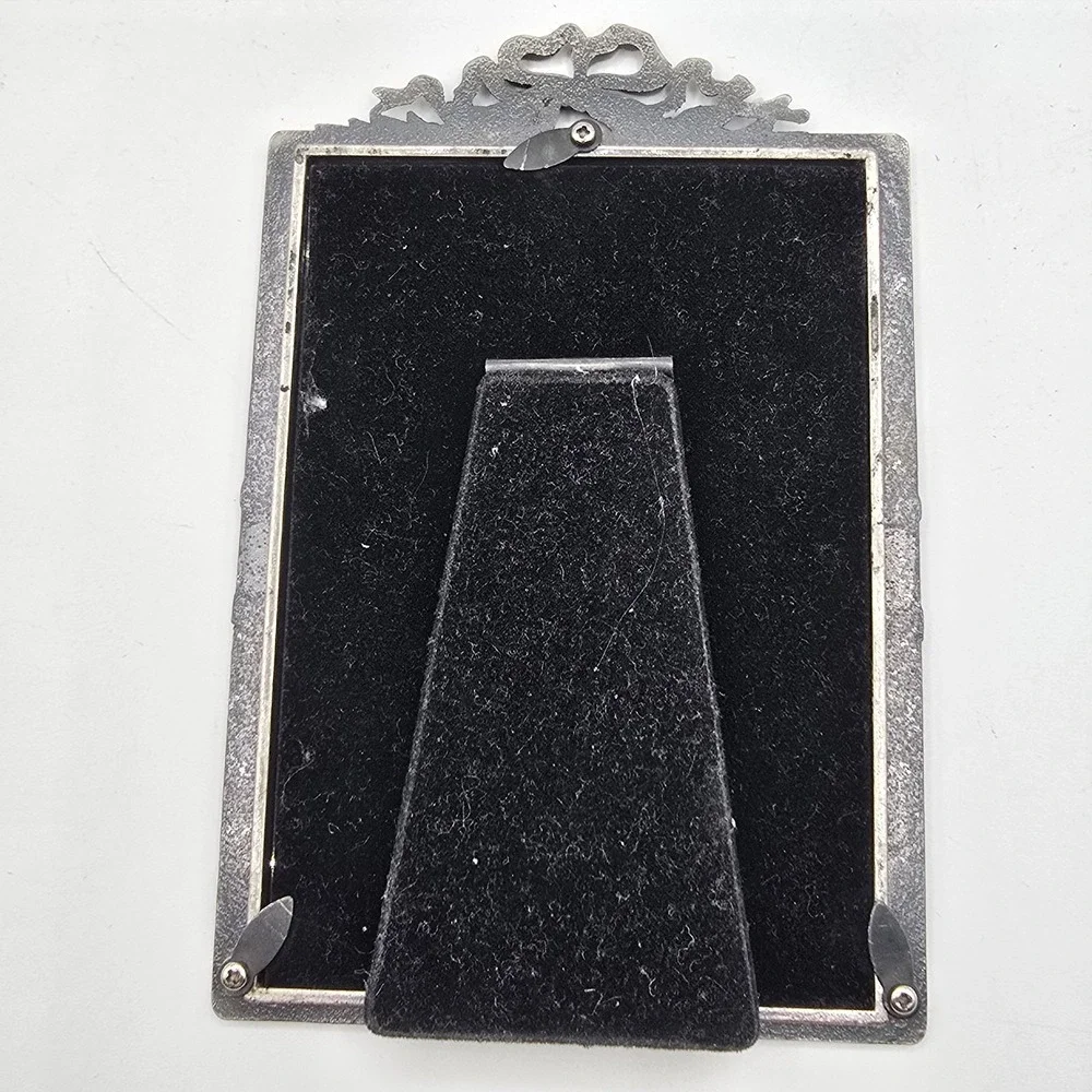 Vintage Silver Floral & Bow Detail Photo Picture Frame 6.25 X 4.25